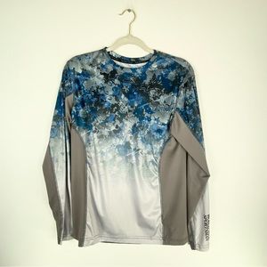 World Wide Sportsman Mens Small Viper Blue Gray Long Sleeve Fishing Shirt